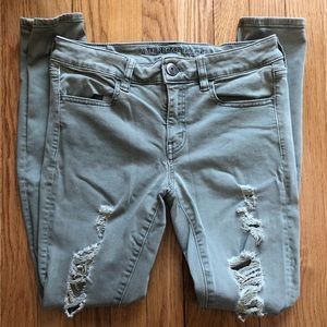 Green American Eagle Super Stretch Jeggings